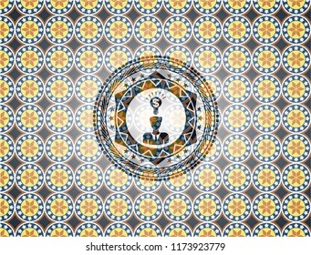 business idea icon inside arabesque style badge. arabic decoration.