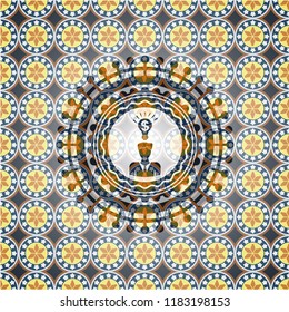 business idea icon inside arabesque emblem background. arabic decoration.