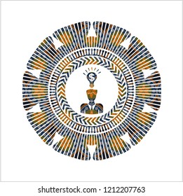 business idea icon inside arabesque badge background. arabic decoration.