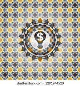 business idea icon inside arabesque style emblem. arabic decoration.