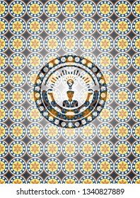 business idea icon inside arabesque emblem. arabic decoration.
