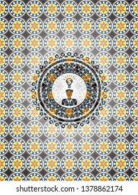 business idea icon inside arabesque badge. arabic decoration.