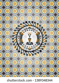 business idea icon inside arabesque style emblem. arabic decoration.