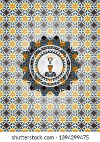 business idea icon inside arabesque badge. arabic decoration.
