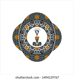business idea icon inside arabesque badge background. arabic decoration.
