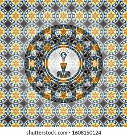 business idea icon inside arabesque style badge. arabic decoration.