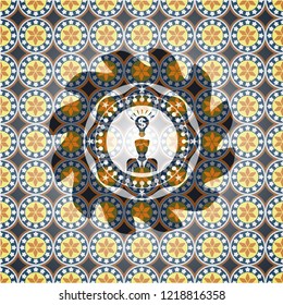 business idea icon inside arabic emblem. Arabesque decoration.