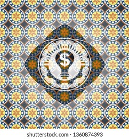 business idea icon inside arabic emblem background. Arabesque decoration.