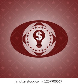 business idea icon inside badge with red background
