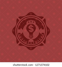 business idea icon inside badge with red background