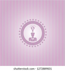business idea icon inside badge with pink background