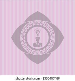 business idea icon inside badge with pink background