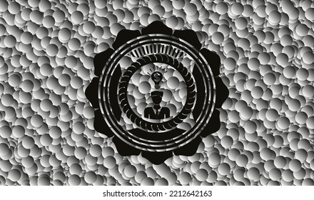 business idea icon inside black emblem with bubbles background. Vintage. Vector Illustration. Detailed. 