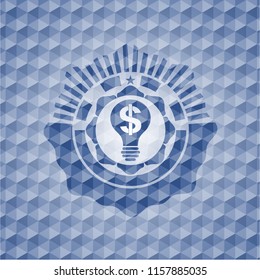 business idea icon inside blue hexagon badge.