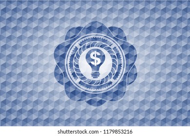 business idea icon inside blue hexagon emblem.