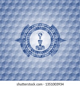 business idea icon inside blue polygonal emblem.