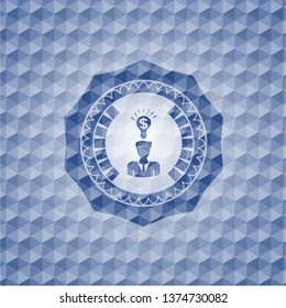 business idea icon inside blue polygonal emblem.