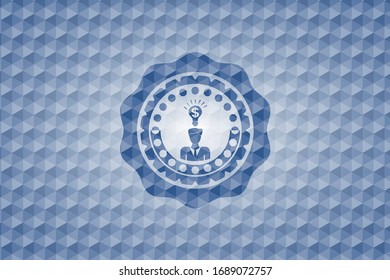 icono de idea de negocio dentro de la placa poligonal azul.