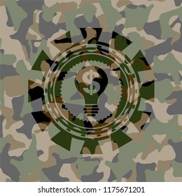business idea icon inside camo texture