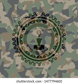 business idea icon inside camouflage texture