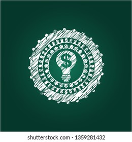 business idea icon inside chalkboard emblem written on a blackboard