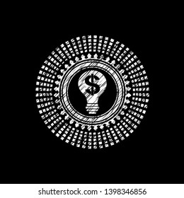 business idea icon inside chalkboard emblem written on a blackboard