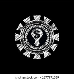 business idea icon inside chalkboard emblem written on a blackboard