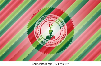business idea icon inside christmas colors emblem.