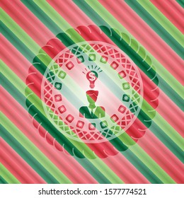 business idea icon inside christmas colors emblem.