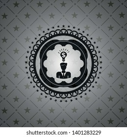 business idea icon inside dark badge or emblem
