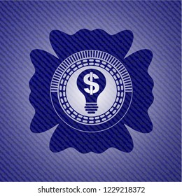 business idea icon inside emblem with jean texture