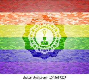 business idea icon inside emblem on mosaic background with the colors of the LGBT flag