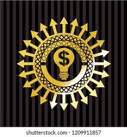 business idea icon inside gold emblem or badge