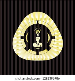 business idea icon inside gold shiny emblem