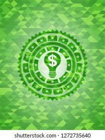 business idea icon inside green mosaic emblem