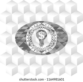 business idea icon inside grey emblem. Vintage with geometric cube white background