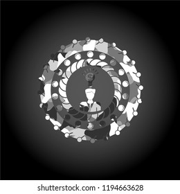 business idea icon inside grey camouflage emblem