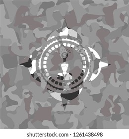 business idea icon inside grey camo texture