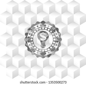 business idea icon inside grey icon or emblem with geometric cube white background