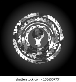 business idea icon inside grey camo texture