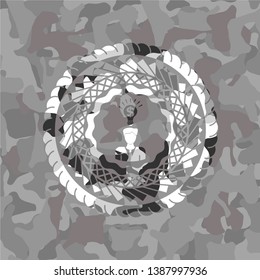 business idea icon inside grey camouflage emblem