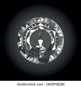 business idea icon inside grey camo emblem