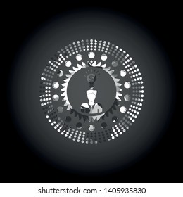 business idea icon inside grey camouflage emblem