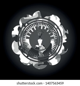 business idea icon inside grey camo emblem