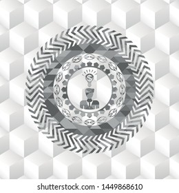business idea icon inside grey emblem. Vintage with geometric cube white background