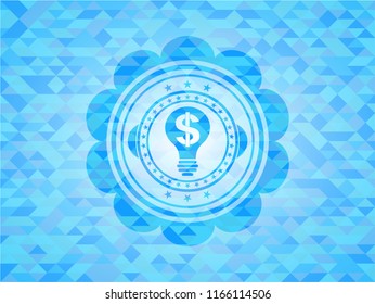 business idea icon inside light blue emblem. Mosaic background