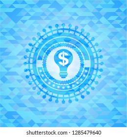 business idea icon inside light blue emblem with mosaic background