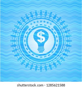business idea icon inside light blue water emblem background.