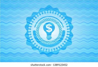 business idea icon inside light blue water wave emblem background.