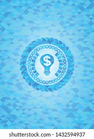 business idea icon inside light blue emblem. Mosaic background